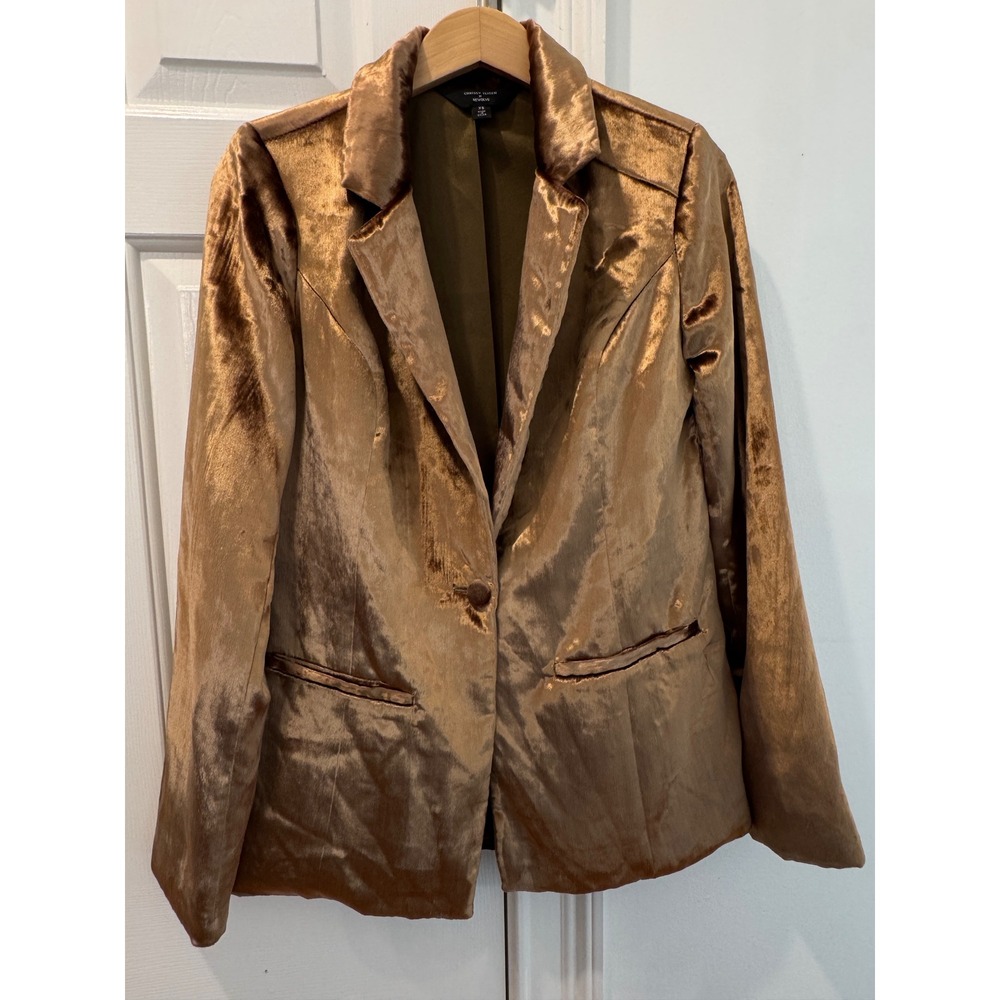 Chrissy Teigen x Revolve Bronze Velvet Blazer Metallic Gold Jacket XS RN132829